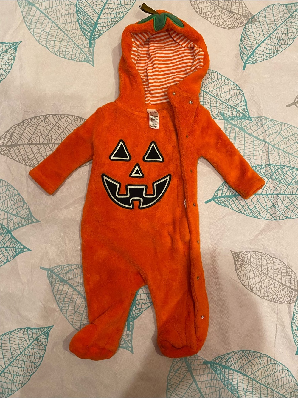 George Orange Pumpkin Hooded Baby One-Piece Footie costume